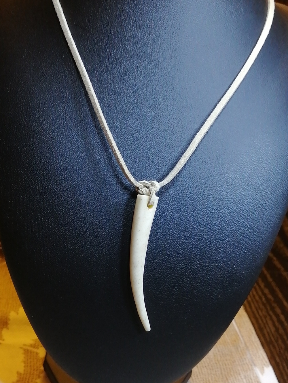 Handcrafted Cream Horn Bone Pendant Honoring Wild Life On Land And Sky Necklace